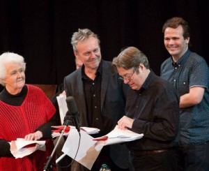 Stephanie Cole, Anthony Head, Roger Allam and John Finnemore recording Cabin Pressure © Pozzitive